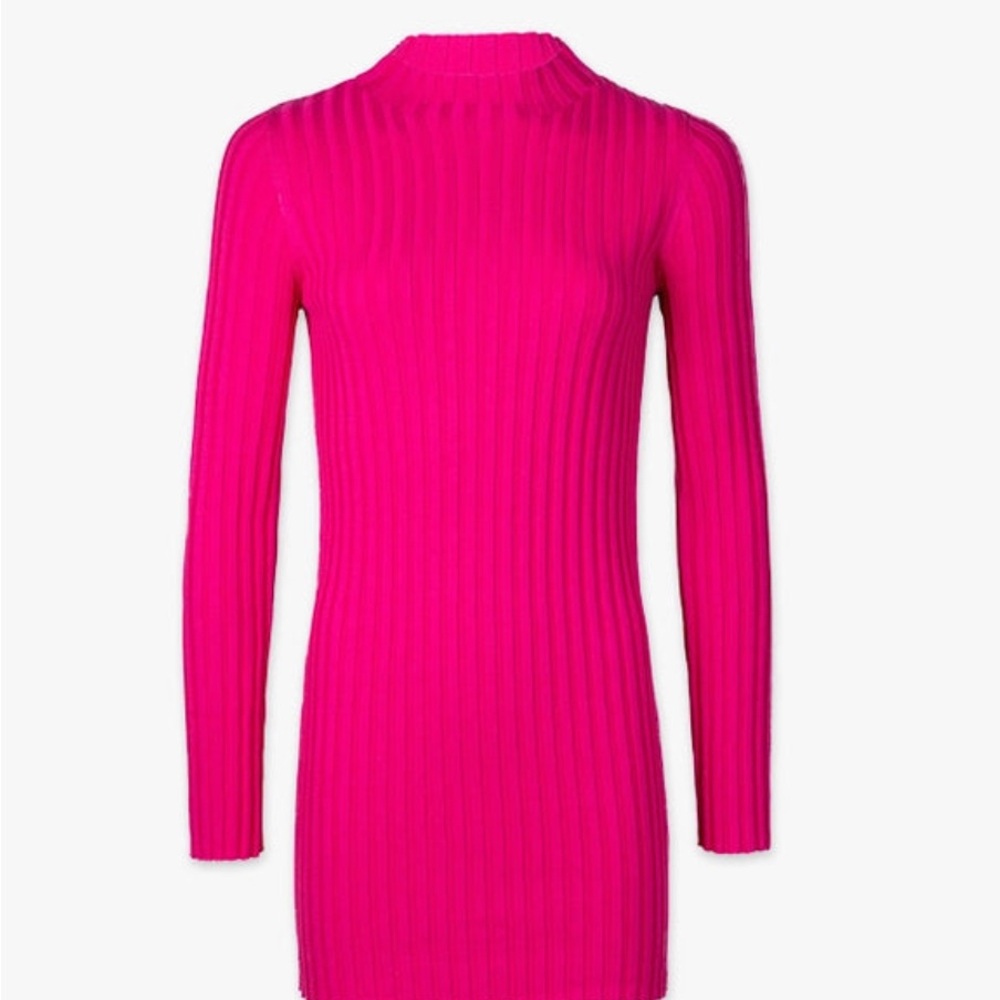 RtA Brielle Fuchsia Ribbed Long Sleeve Mini Dress | Bodycon | XS | NWT